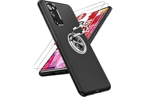LeYi Etui do Samsung Galaxy S20 FE 5G/4G Pierścień Stojak + 2 Osłona ekranu, 360°Chroniony aparatem, guma PC i TPU wojskowy silikon odporny na zarysowania + wstrząsoodporne narożniki czarne