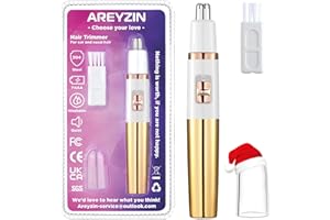 AREYZIN Ear and Nose Hair Trimmer for Women Nose Hair Clipper Professional Painless Noses Trimmer Ladies Eyebrow and Facial Hair Trimmer Battery-Operated, Waterproof Dual Edge Blades for Easy Cleansing