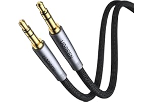 UGREEN Câble Audio Jack 3.5 mm Mâle Mâle HiFi Stéréo Nylon Tressé Câble Auxiliaire Voiture Compatible avec Autoradio Casque Haut-Parleur TV iPhone iPad iPod PC MP4 MP3 (1M)