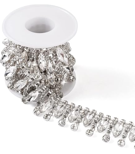 Applique Con Strass Per Abiti Da Sposa - Catena Di Cristallo Bianco Lunga 91cm - Per Decorare Vestiti, Scarpe, Accessori