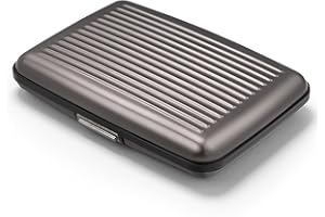ÖGON -DESIGNS- Porte-Cartes en Aluminium avec Fermoir en métal, Protection RFID Contre la fraude et la démagnétisation, Portefeuille Compact, modèle Smart Case Stockholm (Aluminium Titanium)