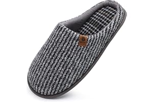 ONCAI Mens Slippers Memory Foam Slippers Slip On Warm Fluffy House Indoor/Outdoor Shoes With Anti-skid Sole