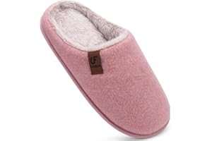 COFACE Women's Ladies Memory Foam House Slippers Warm Cozy Slip On Fuzzy Winter Shoes With Indoor Outdoor Rubber Sole
