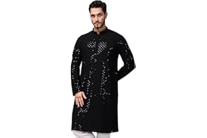Aakrati Herren-Seidenmischung, Sequenzspiegel, Arbeit, Kurta, indischer Herren-Designer Kurta