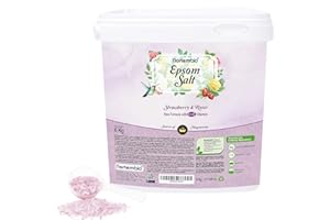 Nortembio Sales de Epsom 100% Fragancia Fresa y Rosas 6 kg – Fuente Natural de Magnesio | Con Vitamina C y E Hidratante | Para Baños Relajantes, Spa y Cuidado de la Piel + E-Book Gratis