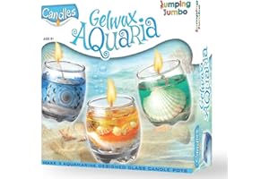 Jumping Jumbo Gel Wax Candle Making Kit for Kids - Create Personalized Glass Candles with Coloured Sand and Seashells, Ideal DIY Craft Activity for Ages 8+, Complete Beginners Candle KitFor Gifts