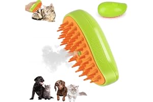 LEERMEIZI Cepillo de vapor para gatos,Cepillo vapor gato,Cepillo de vapor 3 en 1 para gatos,Cepillo para gatos con vapor,para Desenredar Nudos y Pelos Sueltos en Animale (Verde)