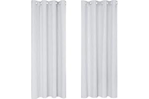 Deconovo Home Decoration Dotted Line Foil Printed Blackout Curtains Energy Saving Thermal Insulated Eyelet Room Darkening Curtains for Doors 52 x 63 Inch Silver Grey 2 Panels