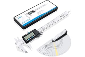 eSynic Digitaler Messschieber 150mm/ 6 Zoll Edelstahl Schieblehre Elektronisch Messschieber Zoll/Metrisch/Fraktion Umrechnung für Abständen Durch- Tiefen- Innendurch- Außendurchmesser- Schwarz