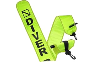 Scuba Choice 4ft Neon Yellow Scuba Diving Surface Marker Buoy Signal Tube, Durable 210D Nylon TPU, Compact BCD Pocket Fit, Easy Oral Inflate, Diver Below Safety Signal with Clip