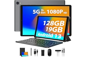 HEASUR Tablet 10 Pollici,Tablet Android 13,Tablet in Offerta 19GB RAM+128GB ROM(TF 1TB), Tablets 5G WiFi Octa-Core 2.0 GHz,8000mAh,13MP+5MP,1920 * 1200 INCELL FHD,Tablet con Tastiera e Penna - Grigio