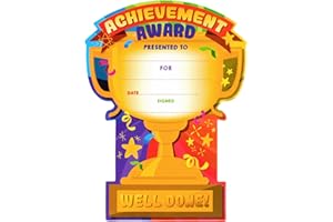QUICKDRAW 20 x Achievement Award Certificates for Kids – Colourful Trophy Shaped Reward Cards for School, Nursery or Home – Fill-in Blank Certificates for Children – Printed on Sturdy Card