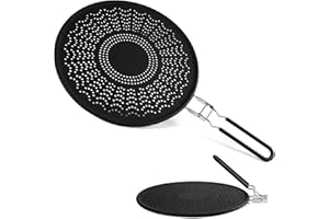 MASTEYMOH Silicone Splatter Guard 13-Inch, Silicone Splatter Screen for Frying Pan, Oil Splash Guard with Foldable Handle, Silicone Splash Guard for Frying Pan, Oil Splatter Guard, Non-Stick Drain Board