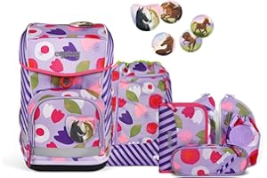 ergobag cubo light Set ergonomischer Schulrucksack, extra leicht, Set 6-teilig inkl. Seitentaschen, 780 g