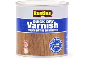 RUSTINS Quick Dry Varnish, Satin Clear, 250 ml -Fast-Drying Water-Based Wood Varnish; Durable Non-Yellowing Finish in Gloss, Satin or Matt for Indoor Use