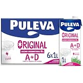 Puleva Original Skimmed Milk with Vitamins A and D, Gluten Free, 6x1L | Low-fat skimmed UHT milk, enriched with vitamins A an