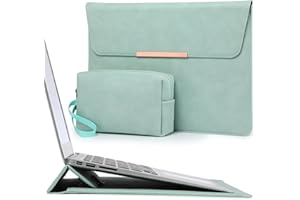 HYZUO 13,3-14 cali pokrowiec na laptopa z podstawką do MacBooka Pro 14 M4 / M3/M2/M1 Pro/Max 2025-2021, MacBook Air/Pro 13,3, 13,8" / 13,5" Surface Laptop, HP Envy 13, miętowy zielony pasek