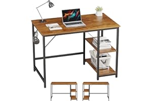 JOISCOPE Scrivania per computer, tavolo per computer portatili con piano stabile e vano portaoggetti a 2 livelli, per ambienti piccoli, 100 x 60 x 75 cm (finitura rovere vintage)