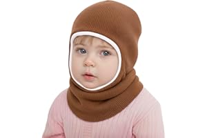 DRESHOW Kinder Wintermütze Warme Schal Schlupfmütze Strickmütze mit Kapuze aus Fleece Weiche Schalmütze Beanie Mütze für Kleinkinder Jungen Mädchen 1-6 Jahre