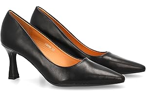 shoes&blues.es Zapato de Salon Clasico con Punta Fina y Tacon Comodo. Estampado Liso. Ideal para Mujer en Temporada de Otono Invierno.