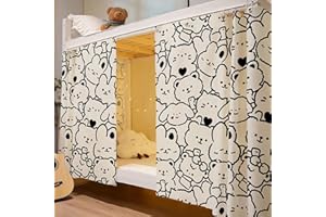 Treer Cortina de Cama Litera,Manta Antipolvo, Cortina de Cama Opaca Entrepiso para Dormitorio Estudiantil, Cubierta de Privacidad, Patrón de Cortina de Cama (1.15 * 2M, 1 Set,Dibujos Animados)