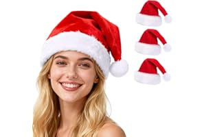 CUBTEM Weihnachtsmannmützen – Nikolausmütze für Erwachsene mit Plüschrand, Warme Rote Santa Mütze mit Dicker Krempe, Perfekt für Weihnachtsfeier & Kostümparty