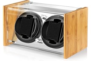 Watch Winder Smith Remontoir en bambou pour 2 grandes montres automatiques pour homme, Naturel.