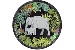 Les Jardins de la Comtesse - Pequeño plato de postre en melamina - Selva - Ø 23 cm - Negro/Verde - Servicio de mesa - Colección de vajilla casi irrompible MelARTmine