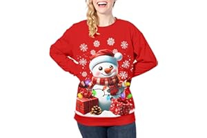 Fanient Women Christmas Sweatshirts Long Sleeve Crew Neck Christmas Jumper for Women Festival Party Xmas Gifts