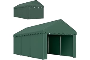 Outsunny Carpa Garaje 6x3 m Garaje Exterior para Coche Impermeable Garaje Portátil Anti-UV con Paredes Laterales Desmontables y 2 Puertas con Cremallera Verde