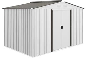 Outsunny Caseta de Jardín Exterior, 5 m² 277x195x192 cm, Cobertizo de Jardín Exterior Metálico con 2 Puertas Correderas, Base Refuerzo (Suelo NO Incluido) y 4 Ventanas, Plata