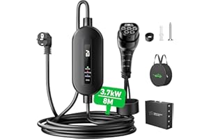 Evjuicion Ladekabel Elektroauto Typ 2 Schuko 3,68kW[1-phasig, 8m, 16A, IP67], EV Chargers mit Anzeigeleuchte, EV Ladegerät für ID.3/4, X1, 5ER, Model Y/3, und Anderen EV(Strom Nicht einstellbar)