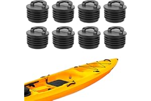 Lyreh 8pcs Kayak Scupper Plug Kit, Universal Watertight Rubber Push-In Rib Boat Drain Livewell Plugs with Reinforced Handle for Sit-On-Top Kayaks Canoes & Boats Accessories (Black)