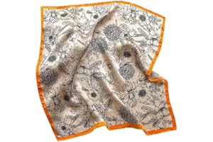 GIMIRO Écharpe en soie synthétique, carrée, au motif impressionniste, style vintage, pour le travail de bureau ou taille décontractée, 53 x 53 cm