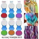 hb tasarım 6'lı Sa&ccedil; Tebeşiri Sa&ccedil; Boyası Seti - Ge&ccedil;ici Renkli Sa&ccedil; Boyası, T001hb