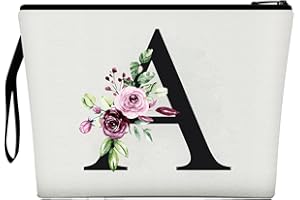 CHIREST Makeup Bag for Women,A-Z 26 Letter Personalized Makeup Bag,Birthday Gifts for Women Mom,Gifts for Best Friend,Bride Bridesmaid Cosmetic Bag