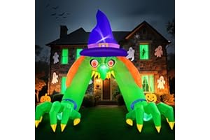 Danxilu 3,6M Arco Gigante Gonfiabile Halloween, Originale Occhio Rosso Strega Arco Integrato LED Illuminato, Gonfiabili Halloween per Giardino Prato Vacanze Feste