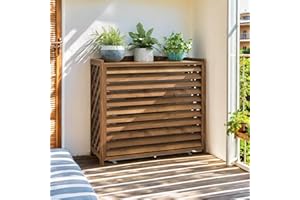 GONTZOLKIN Cache Climatiseur Exterieur Bois Etagere Plantes Exterieur Balcon Grande Housse Climatiseur Extérieur Bois Cache Pompe A Chaleur Extérieur Pour Appareil De Climatisation And Pompe A Chaleur(100x44x93c