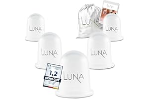 LUNA FitLines - Set Coppettazione - 5 Coppette Anticellulite Premium di Diverse Dimensioni - Libretto Istruzioni Incluso - Finalmente una Fine alla Tensione Muscolare - Coppette Silicone Massaggio