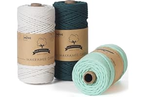 IOPHI Makramee Garn 3mm x 300m Baumwollgarn Kordel 3er Set,DIY Makramee Kordel,für Makramee Wandbehang, Blumenampel, Vorhang und Verschiedene Basteln