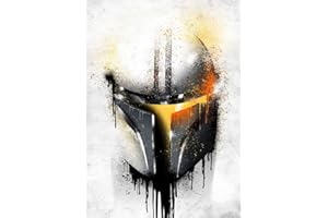 Displate - Poster en Métal - Monté sur Aimant - Star Wars - Mandalorian Graffitti Helmet - Taille M - 32x45cm
