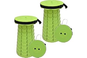 Surbootime 2PCS Portable Folding Stool, Height Adjustable Telescopic Stool, Lightweight and Durable for Outdoor Camping, Fishing, BBQ and Hiking, Indoor Kitchen, Bearing Weight 440 lbs (green)