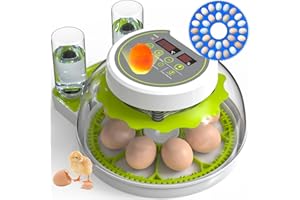 DEZHXHE Egg Incubators for Hatching Eggs with Temperature Control, Poultry Egg Incubator with Automatic Egg Turning and Humidity Display, Egg Candler Incubator for Chicken Duck Goose & Quail- Green