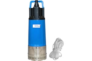Güde Drucktauchpumpe GDT 1200 I (1200 W, Fördervolumen: 6000 l/h, max. Förderhöhe: 40 m, max. Eintauchtiefe: 12 m, 4 Noryllaufräder, Welle & Pumpenfuß aus Edelstahl, Rückschlagventil, 15m Nylon Seil)