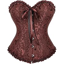 Corsetto Donna Sexy In Pizzo E Raso - Bustino Shapewear Disossato Per Feste E Cosplay - Foto 4