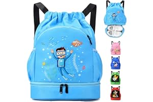 AUNGKWANG Sac Piscine Enfant, Sac Piscine Garçon Fille, Enfants Nageant Sac A Dos, Sac Enfant Étanche Avec Compartiments Garçon Fille Enfant Piscine, Plage, Camping, Vacances