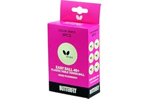 Butterfly Made in Germany Easy Ball 40+ White Plastic Table Tennis Ping Pong Balls (6 balls)