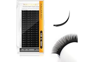 NAGARAKU Ellisse Piatte Ciglia Finte Professionali Doppie Punte Divisa Curvatura Stabile Naturali Individuale Piatte Divise Ellipse Flat One by One Volume Lash Nero Opaco 16 File (0.20 C 10mm）
