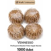Vennesso Profesyonel Basket Filtre Kağıdı, Kraft, 90/250, Ağartılmamış Doğal Sel&uuml;loz, 1000 Adet