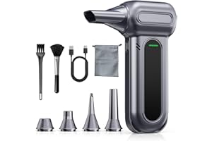 ORANTRONX Souffleur Air Comprimé 200000 TR/Min, Mini Souffleur Sans Fil Puissant Souffleur Batterie avec 4 Vitesses, Lumière LED, Soufflette Électrique Nettoyage pour PC, Voiture, Clavier, Ordinateur, Feuille
